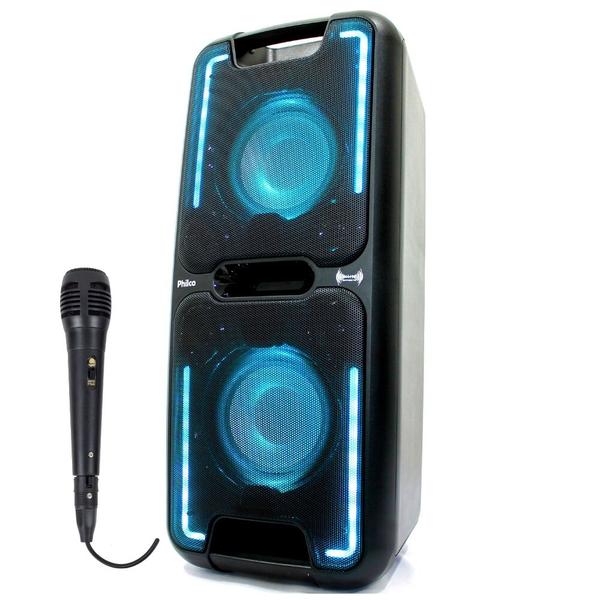 Caixa de Som Amplificada Philco PCX5501N Effects 250w Microfone com Fio Bluetooth USB Radio FM