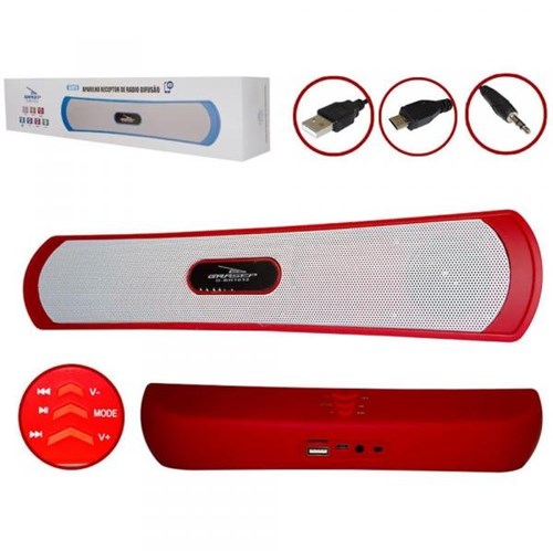 Caixa de Som Bluetooth Portatil com Suporte para V3 USB P2 SD Vermelho D-BH1032 D-BH1032 Grasep