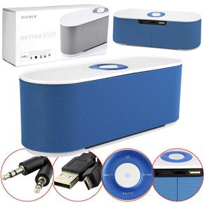 Caixa de Som Bluetooth Portátil Speaker Usb Sd Card V8 Azul