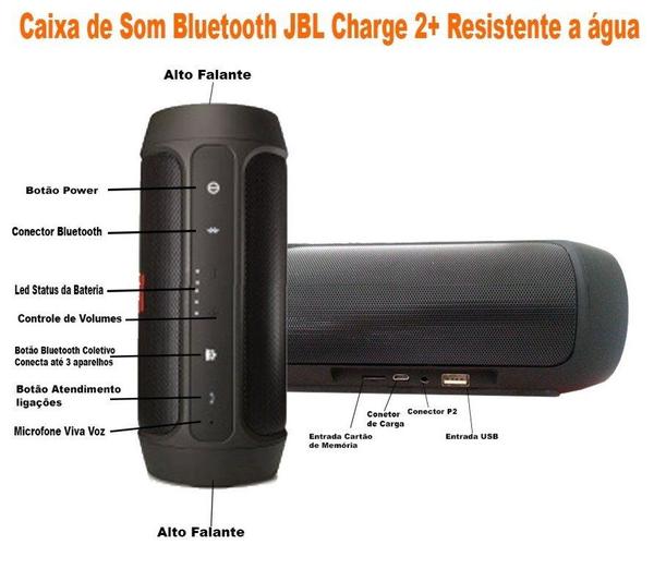Caixa de Som Charge 2+ Bluetooth Recarregável - Charge2+