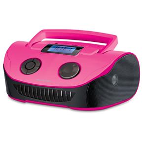 Caixa de Som Multilaser Boombox MP3 Player Rádio FM Entrada USB Auxiliar Cartão Memória 15W - Rosa