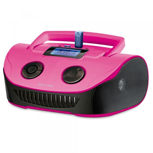 Caixa de Som Multilaser Boombox MP3 Player Rádio FM Entrada USB Auxiliar Cartão Memória 15W - Rosa