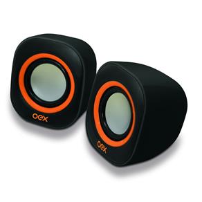 Caixa de Som Oex Speaker Round USB, P2, 8W - SK-100 Laranja/Preto SK100 - PT-LJ