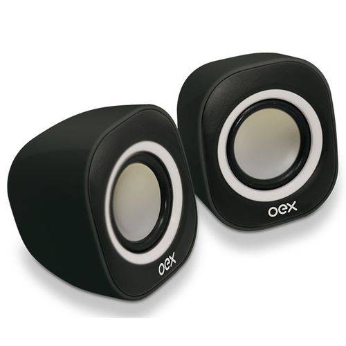 Caixa de Som Oex Speaker Round Usb P2, 8w, Sk-100 Preto/branco