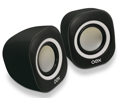 Caixa de Som Oex Speaker Round USB P2, 8W, SK-100 Preto/Branco