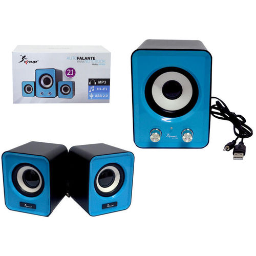 Caixa de Som USB MP3 8W Rms Hi-Fi Azul Kp-7023