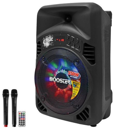 Caixa Karaokê Booster Tx08bs 8" 350 Watts com Bluetooth/usb/fm + 2 Microfones -