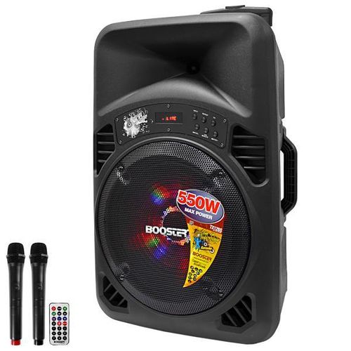 Caixa Karaokê Booster Tx12bs 12" 550 Watts com Bluetooth/usb/fm + 2 Microfones -
