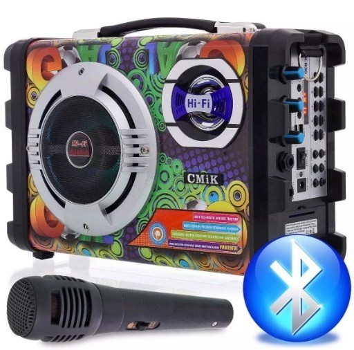 Caixa Som Bluetooth Cmik Microfone Radio Fm Usb Mk-b29