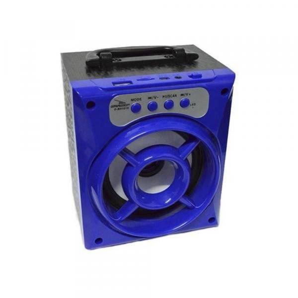 Caixa Som Portátil Bluetooth Mp3 Pen Drive Radio Fm Auxiliar Azul - Altomex