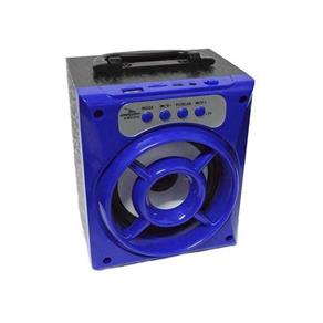 Caixa Som Portátil Bluetooth Mp3 Pen Drive Radio Fm Auxiliar Azul
