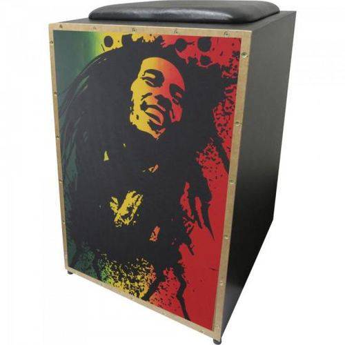 Cajon Acústico Inclinado Profissional K2 COR-002 Bob Marley JAGUAR