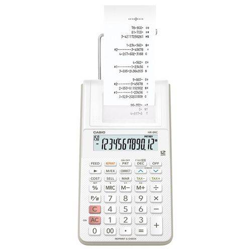 Calculadora 12 Dígitos com Bobina Branca Hr-8rc-bk-b-dc - Casio