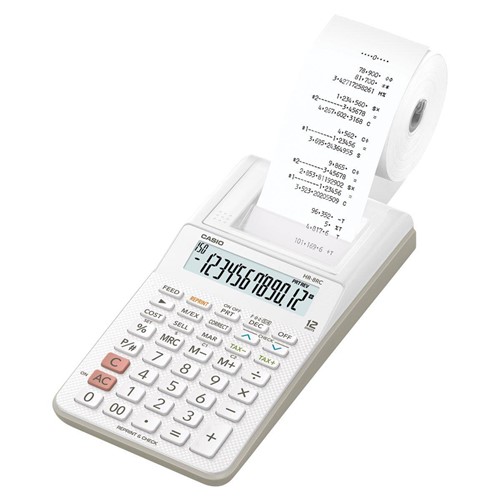 Calculadora 12 Dígitos com Bobina Branca Hr-8rc-Bk-B-Dc Casio