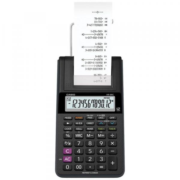 Calculadora Casio com Bobina 12 Dígitos HR-8RC-BK - Preta