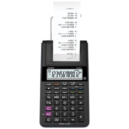 Calculadora Casio com Bobina 12 Dígitos Hr-8Rc-Bk - Preta