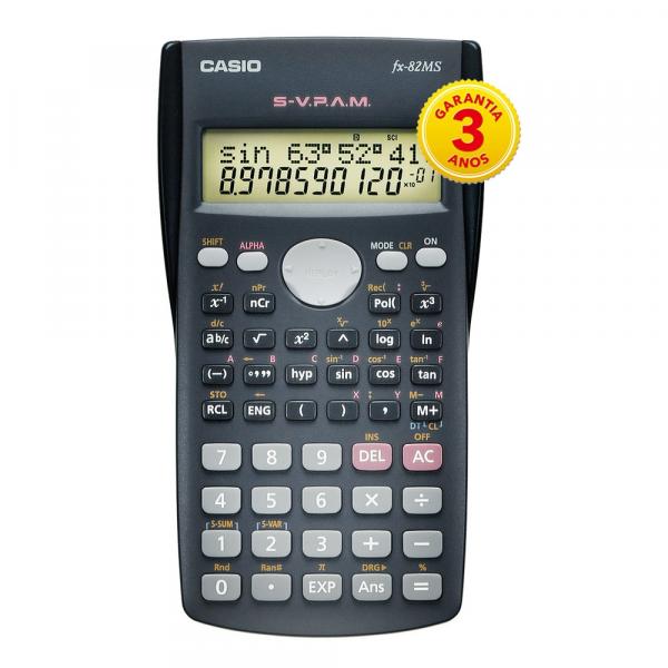 Calculadora Científica Casio C/ 240 Funções, Visor de 2 Linhas e 10 Dígitos FX-82MS - Casio*