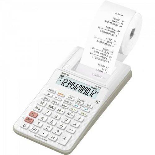 Mini Calculadora com Bobina 12 Dígitos Hr-8RC-We-B-Dc Branca Casio