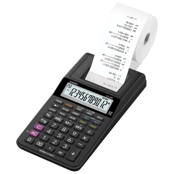 Calculadora com Bobina Casio Hr-8rc-Bk-B-Dc 12 Dígitos Preta