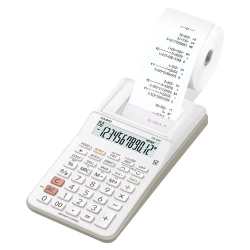 Calculadora com Bobina Casio Hr-8rc-bk-b-dc Display 2.0 Branca