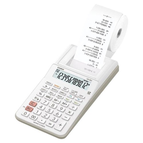 Calculadora com Bobina Hr-8rc-bk-b-dc Display 2.0 Branca Casio