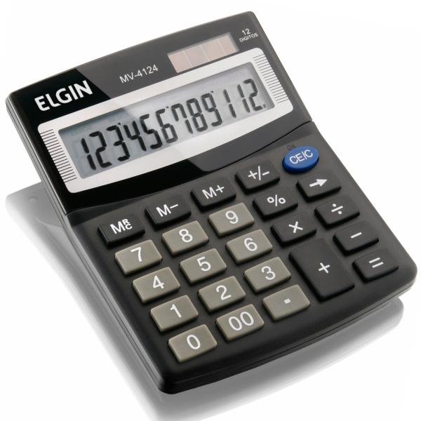Calculadora de Mesa 12 Dígitos MV-4124 com Célula Solar Blister - Elgin - Elgin