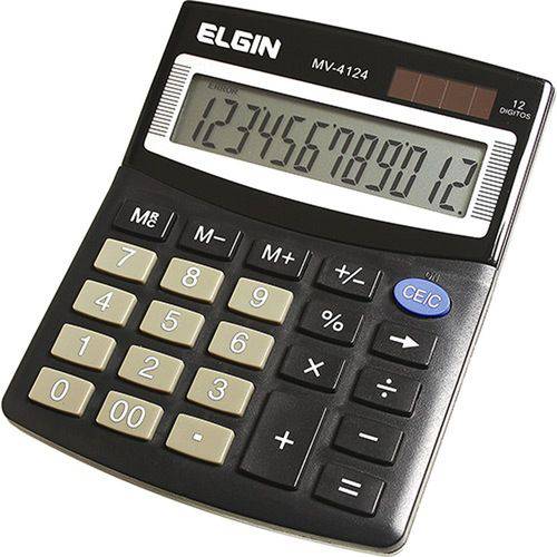 Calculadora de Mesa 12 Dígitos Preta MV4124 - Elgin