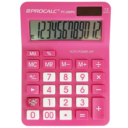 Calculadora de Mesa Procalc PC-286 Rosa 12 Dígitos 1011119