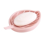 Camadas duplas Folha Forma Soap prato plástico Box Titular Tray Banho Cozinha (rosa)