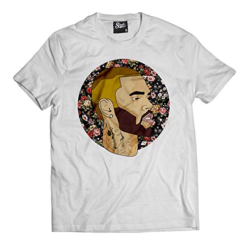 Camiseta Chris Brown Florido (M, Branco)