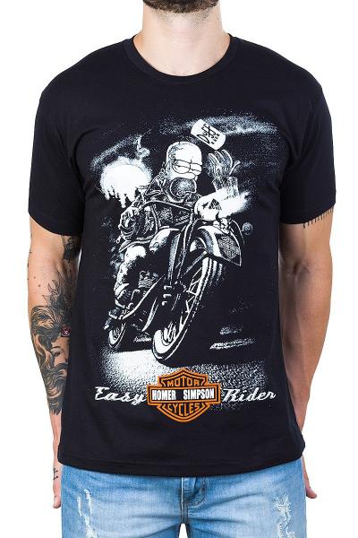 Camiseta Homer Simpson Easy Rider Preta - Bandalheira