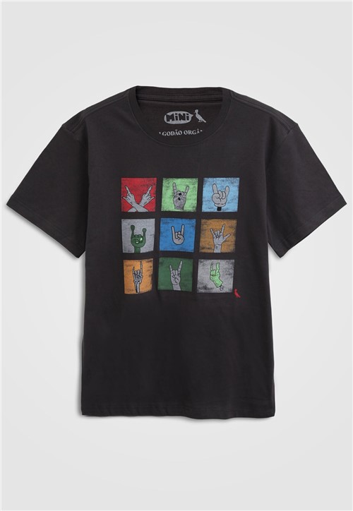 Camiseta Reserva Mini Infantil Rock Preta