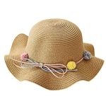 Cap elegante menina miúdos Grande Onda Brim Straw Sun Hat bowknot dobrável Praia Outdoor (Khaki)