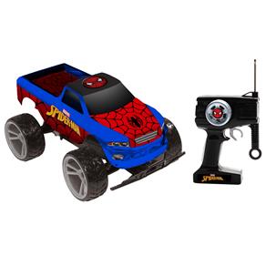 Carro de Controle Remoto Candide Tracker Truck Marvel Homem Aranha com 7 Funções - Azul/Vermelho