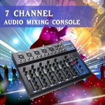 CLAITE Mixer de áudio Bluetooth com USB DJ Console de mixagem de som MP3 Jack 7 canais Karaoke 48V Amplificador Karaoke KTV Match Party