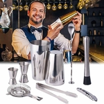 Cocktail Shaker Set Maker Mixer Martini Spirits Coador Bartender Spoon Kit