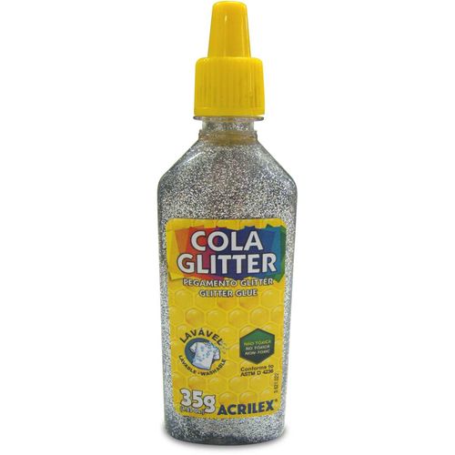 Cola com Glitter Tubo 35g. Prata
