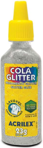 Cola com Glitter Tubo 23G. Prata Acrilex
