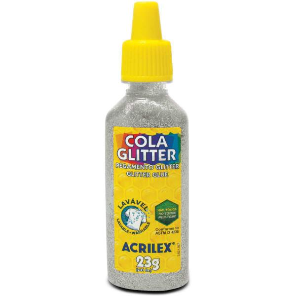Cola com Glitter Tubo 23G. Prata - Acrilex