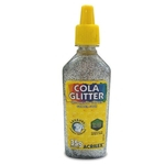 Cola Escolar Glitter Acrilex Prata 202 12 Tubos C/35Ml