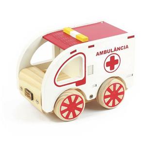 Coleção Carrinhos Ambulância de Madeira Newart Toys