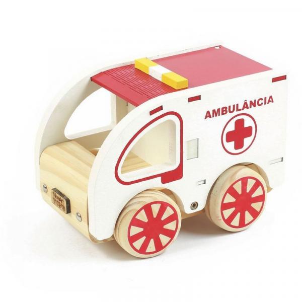 Coleção Carrinhos Ambulância de Madeira NewArt Toys