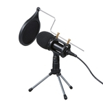 Com fio Microfone Condensador de Áudio de 3.5mm Estúdio Mic Gravação Vocal KTV Karaoke Mic com Suporte para PC Phone