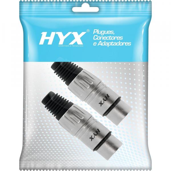 Conector XLR Fêmea HYX HX001F 3 Pólos Niquelado 2und