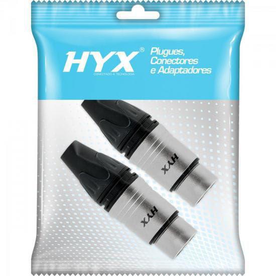 Conector Xlr Fêmea 3 Pólos Niquelado - Hyx (pacote C/ 2 Und)