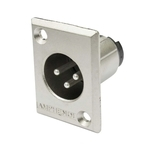 Conector XLR macho de painel com corpo de metal e contatos a níquel | Amphenol | AC3MMP