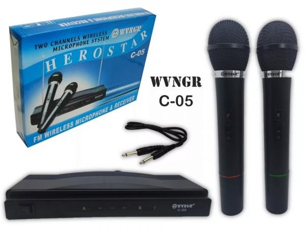 Conjunto com 2 Microfones Sem Fio e Receptor Wvngr C-05 - Wvncr
