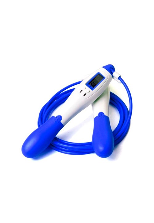 Corda de Pular com Contador Digital Profissional Ginástica Reforçada Fitness Academia Azul