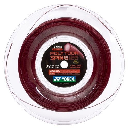Corda Yonex Polytour Spin G 125 - 1.25Mm/ 200M Vermelha