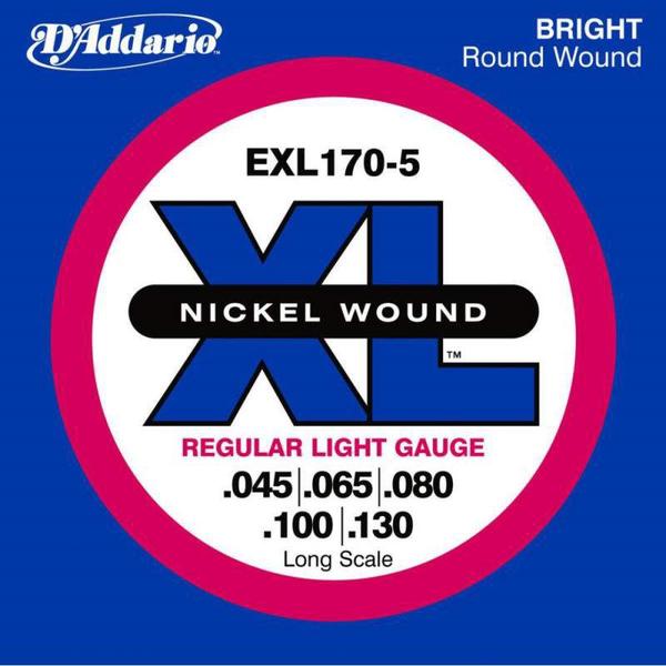 Cordas de Baixo DAddario Regular Light Níquel 45-130 Gauge EXL170-5 Long Scale